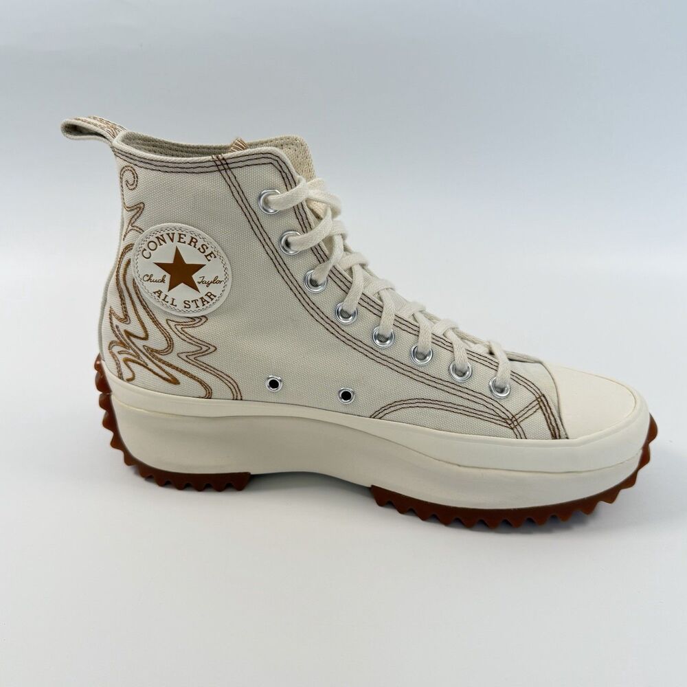 Converse CTAS Run Star Hike Platform Western Embroidery Womens White Size 10 - Picture 2 of 12